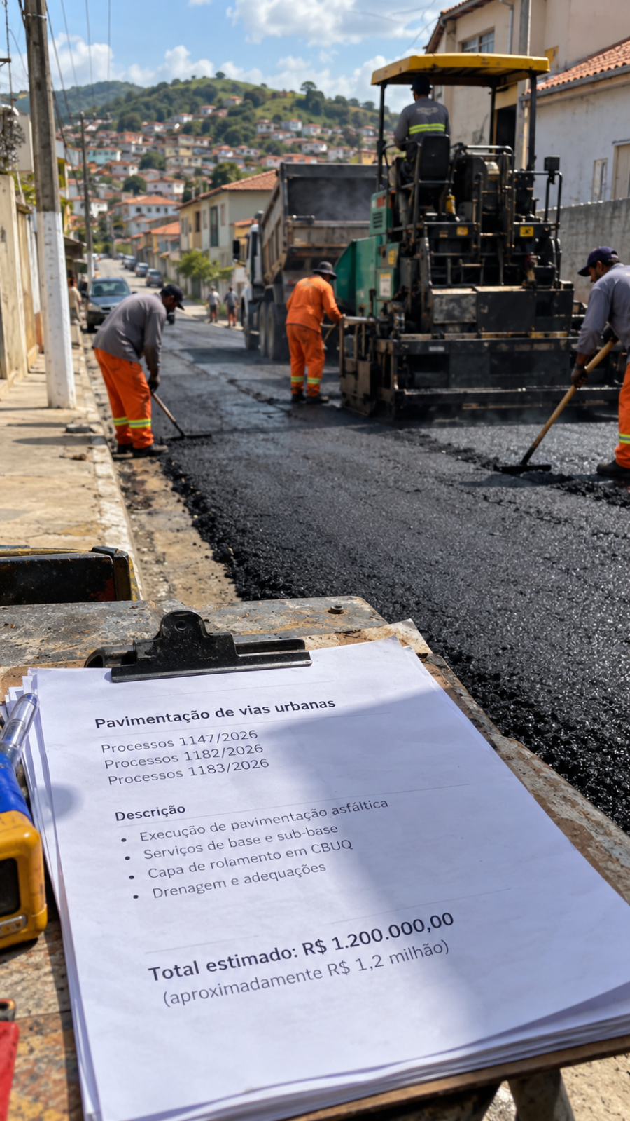 Três licitações de pavimentação somam quase R$ 1,2 milhão em Carangola