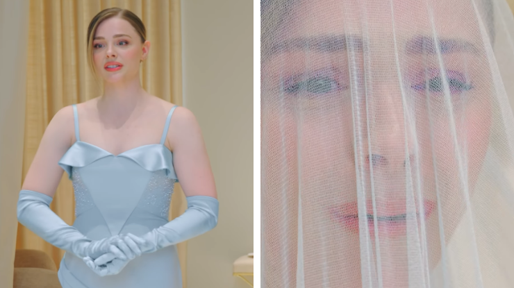Atriz Chloë Grace Moretz se casa de azul com modelo; veja detalhes do look