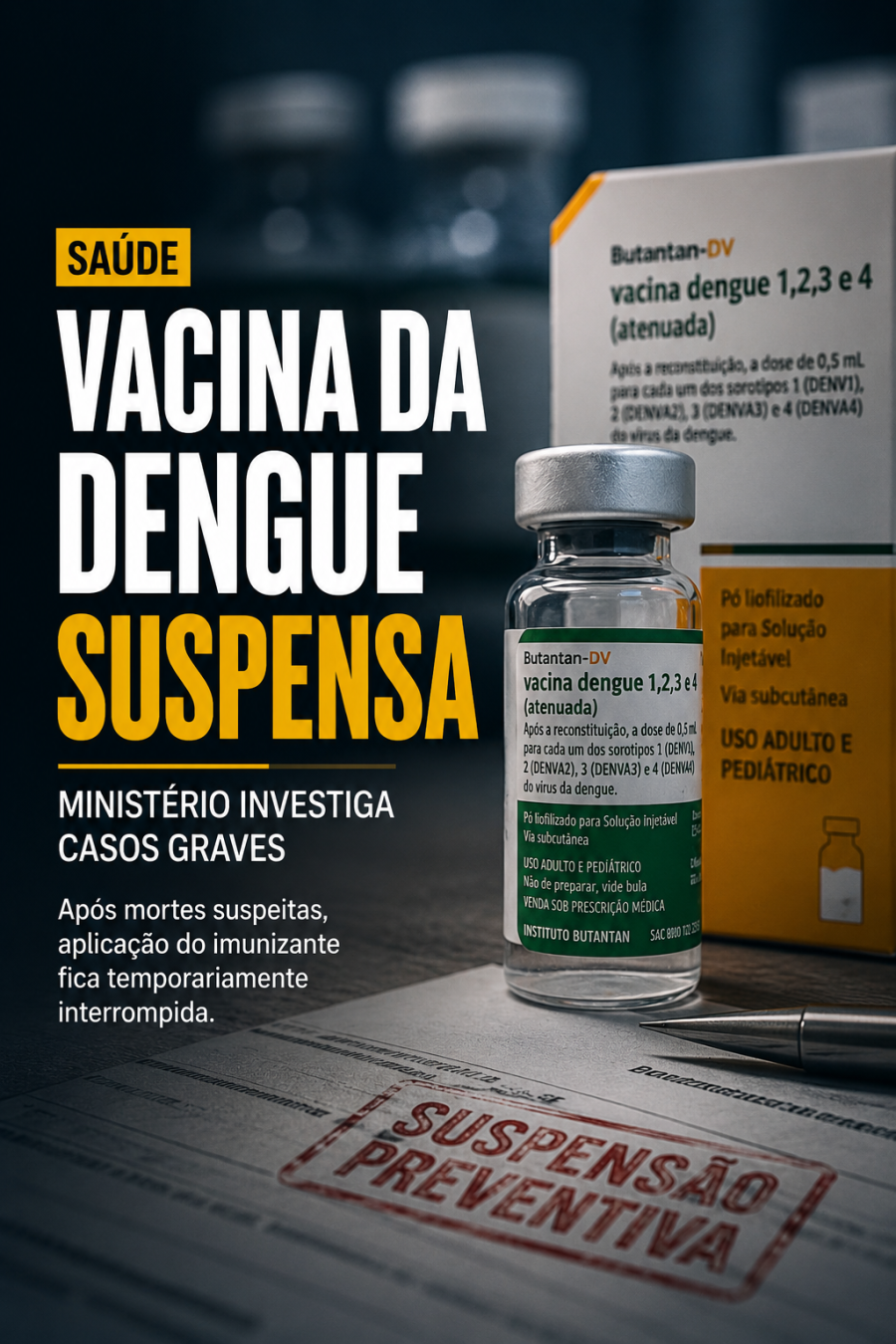 Ministério da Saúde suspende vacina da dengue do Butantan após mortes suspeitas