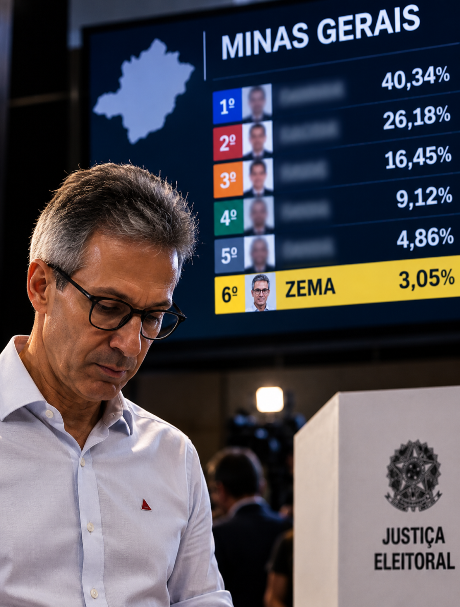 Zema terminou em sexto em Minas, estado que governou por mais de sete anos