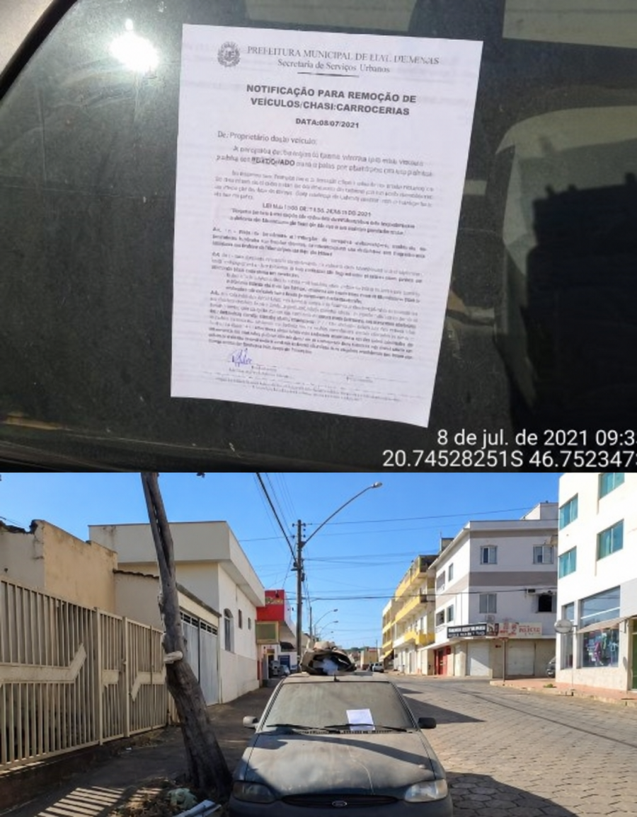 Veículo abandonado em Carangola: decreto prevê notificação, remoção e até leilão