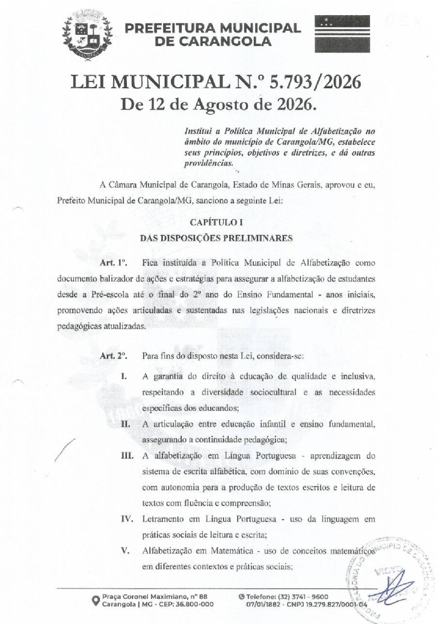 Carangola tem nova política de alfabetização; agora Prefeitura precisa mostrar resultados