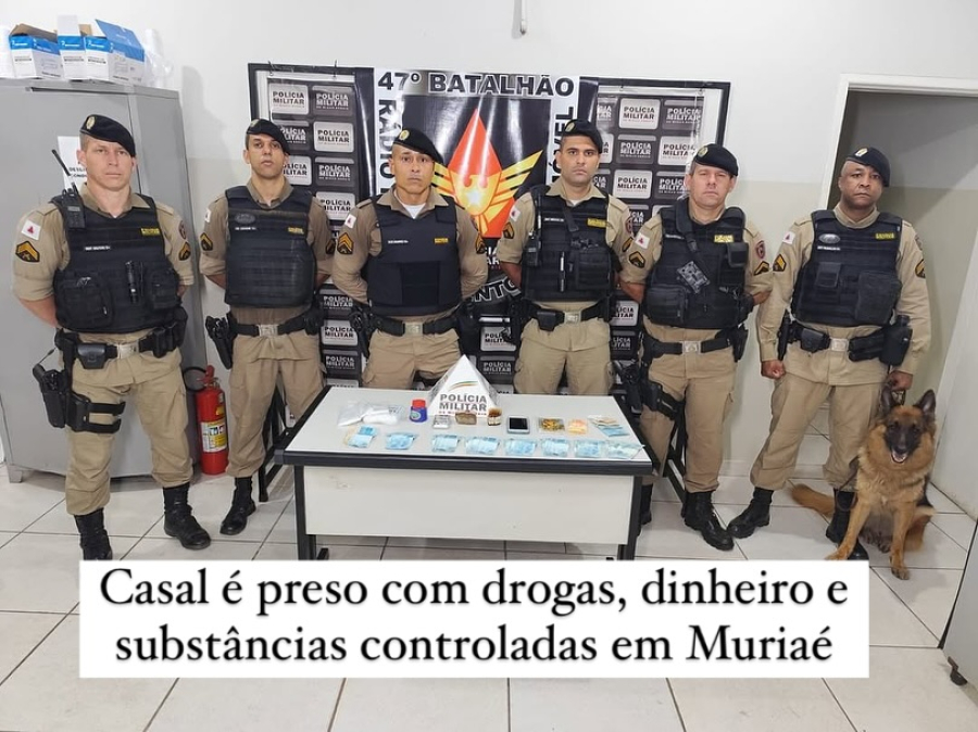 Casal preso com drogas e dinheiro em Muriaé.