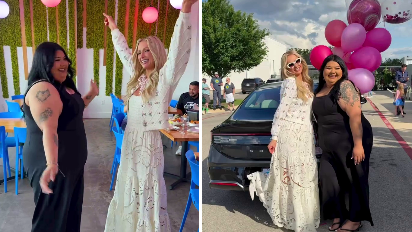 Paris Hilton presenteia fã com carro novo após incêndio: “Fada madrinha”